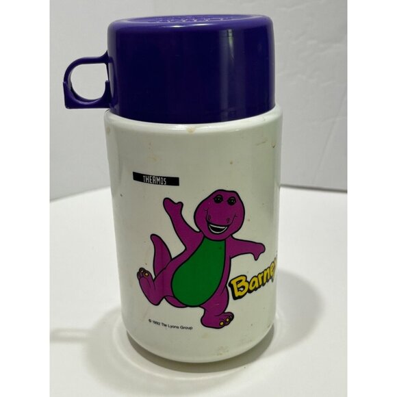 Vintage Barney & Baby Bop 1992 Lunch Box Thermos 4 Piece Lyons Group Plastic - Picture 7 of 16